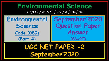 Solved UGC NET Paper 2 | Part 4 | Environmental Science (089) | September 2020 | NTA