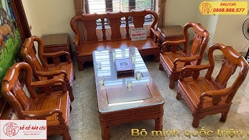 Bàn giao: Bộ Minh Quốc Triện Cột 10 Gỗ Hương Đá 8 món | Đồ Gỗ Bảo Lộc