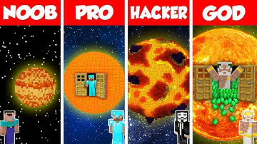 Minecraft Battle: NOOB vs PRO vs HACKER vs GOD: INSIDE SUN PLANET HOUSE BUILD CHALLENGE / Animation