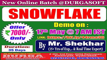 SNOWFLAKE Online Training @ DURGASOFT