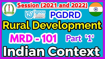 MRD 101 Solved Assignment 2021-22 IGNOU Rural Development Indian Context PGDRD Post Graduate Diploma