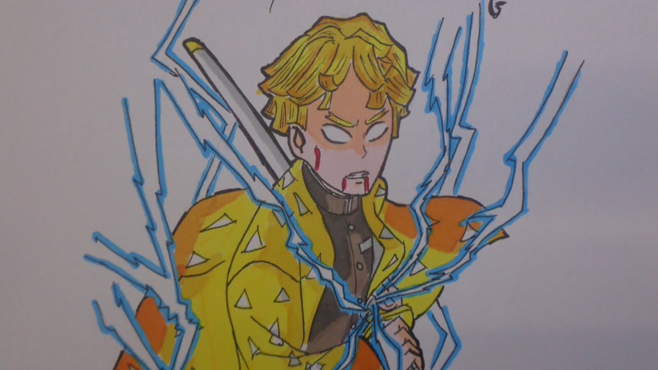 How To Draw Zenitsu Agatsuma-Demon Slayer- Kimetsu no yaiba- Speed