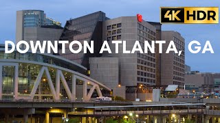 Driving DOWNTOWN ATLANTA USA - Georgia State University - Raining and Cloudy | HDR 4K