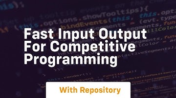 Fast input output for competitive programming