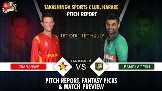 Harare Sports Club Harare Latest Pitch Report| Zimbabwe vs Bangladesh 1st ODI 16 July 2021- Preview|