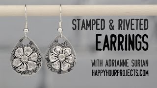 Stamped &amp; Riveted Floral Earrings