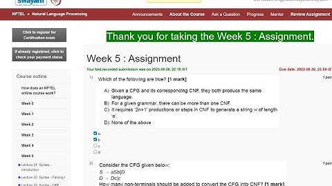 Assignment -5 ll Natural language processing NPTEL IIT - KGP ll #nptel #nptelcourseanswers #iitkgp