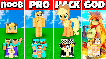 Minecraft Battle: APPLEJACK MY LITTLE PONY HOUSE CHALLENGE NOOB vs PRO vs HACKER vs GOD Animation