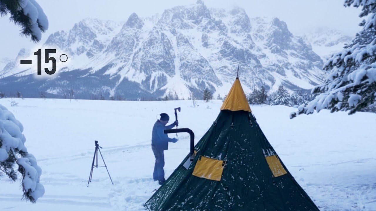 Ночевка в теплую палатку под ледяным снегом. Неожиданные гости в полночь.