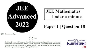 JEE Advanced 2022 | Under a minute | Paper 1 | Q18 | Mathematics | Ellipse