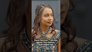 Elegant Party Look 💚 Soft Glam Makeup + Curls Hairstyle | Bridal Inspired Look#shorts