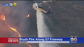 Crews Battle Brush Fire Near 57 Freeway In Pomona