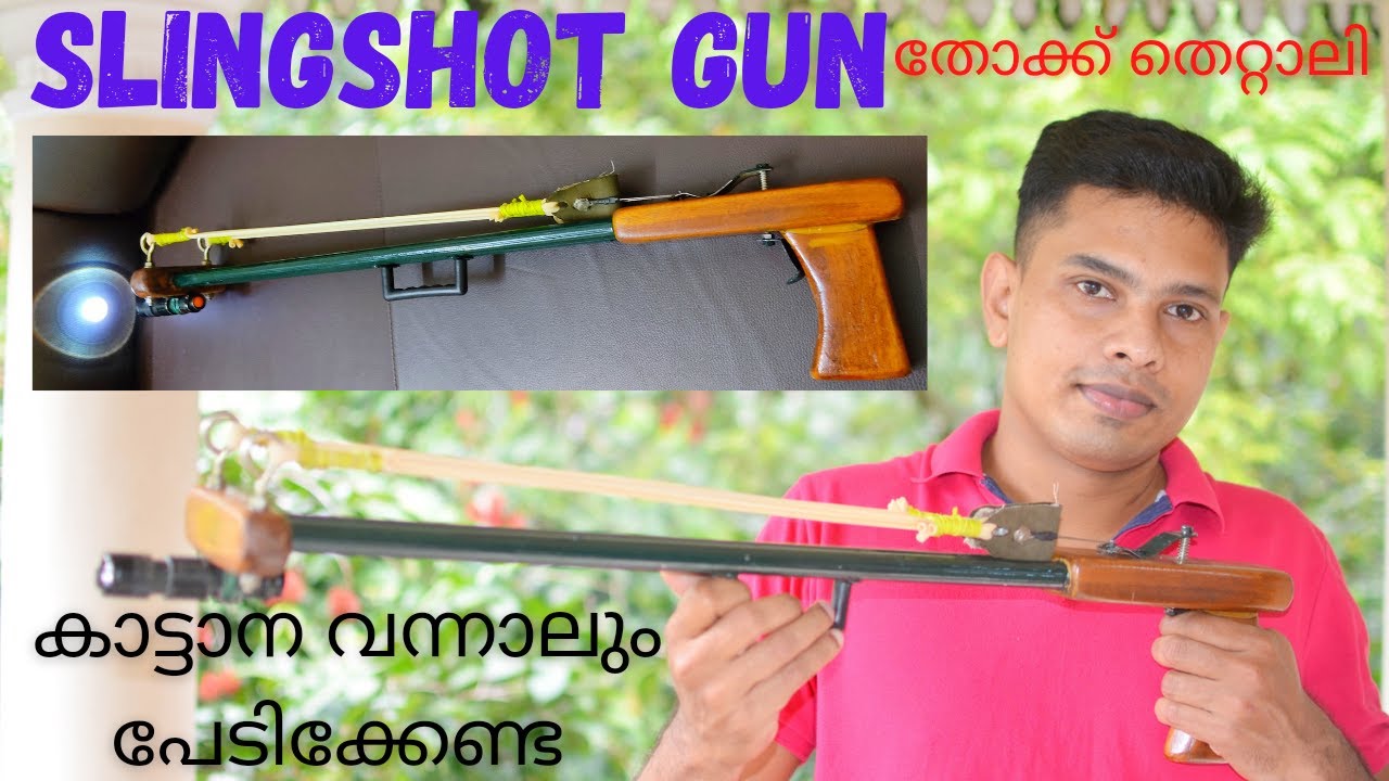 How to make a powerful Slingshot gun, rifle Thokku thettaly, DIY