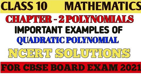Class 10 Maths Chapter 2 Polynomials Video 13 "Important Questions of Quadratic polynomials"