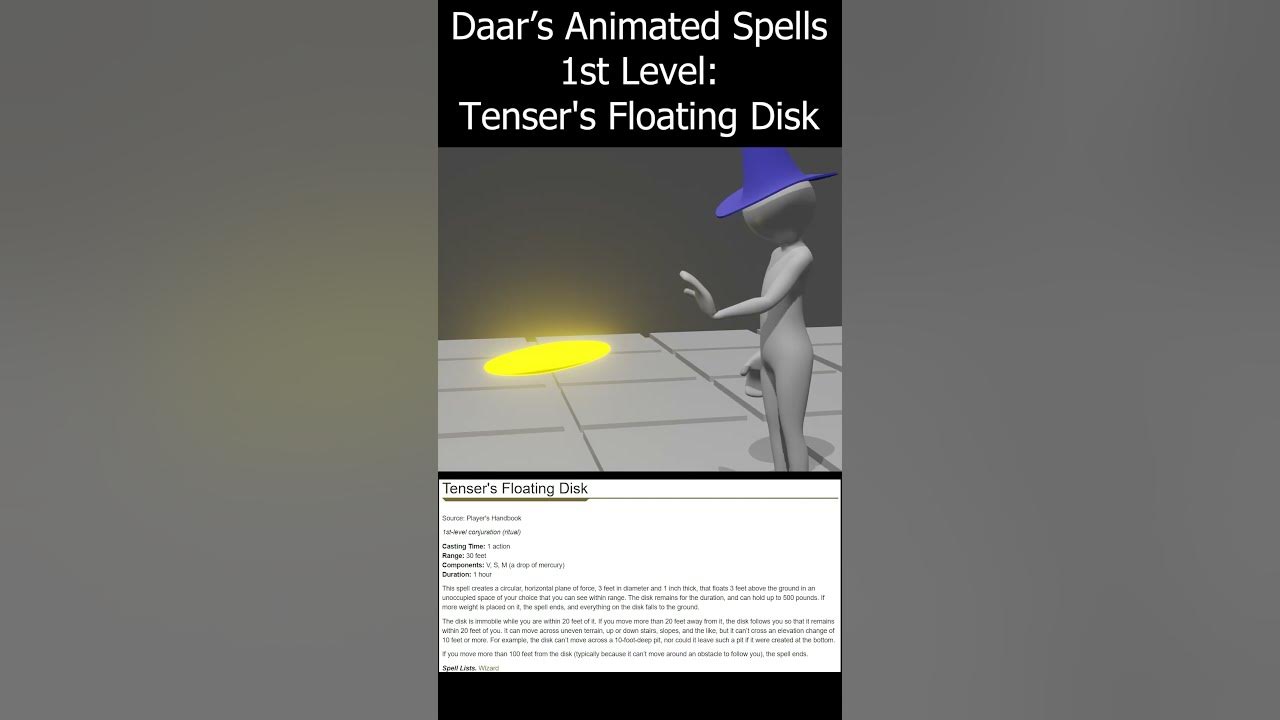 Daar's animated spells: Tenser's Floating Disk - YouTube