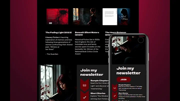 Dark Canva Website Template for Authors, Writer Website Theme, Author Landing Page, Author Portfolio