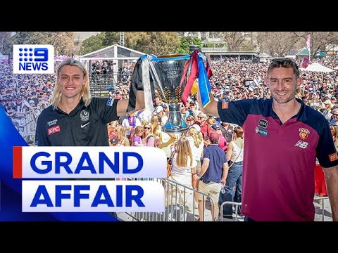 100,000 collingwood and lions fans flock to afl grand final parade | 9 news australia