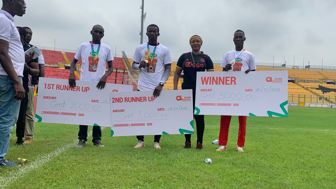 Arthur Ishmael wins Akoma FM Ashanti marathon. 21km. Kumasi2023.