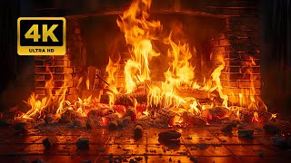 BEST Fireplace Burning 4K (3 HOURS) with Crackling Fire Sounds  Relaxing Fireplace & Burning Logs