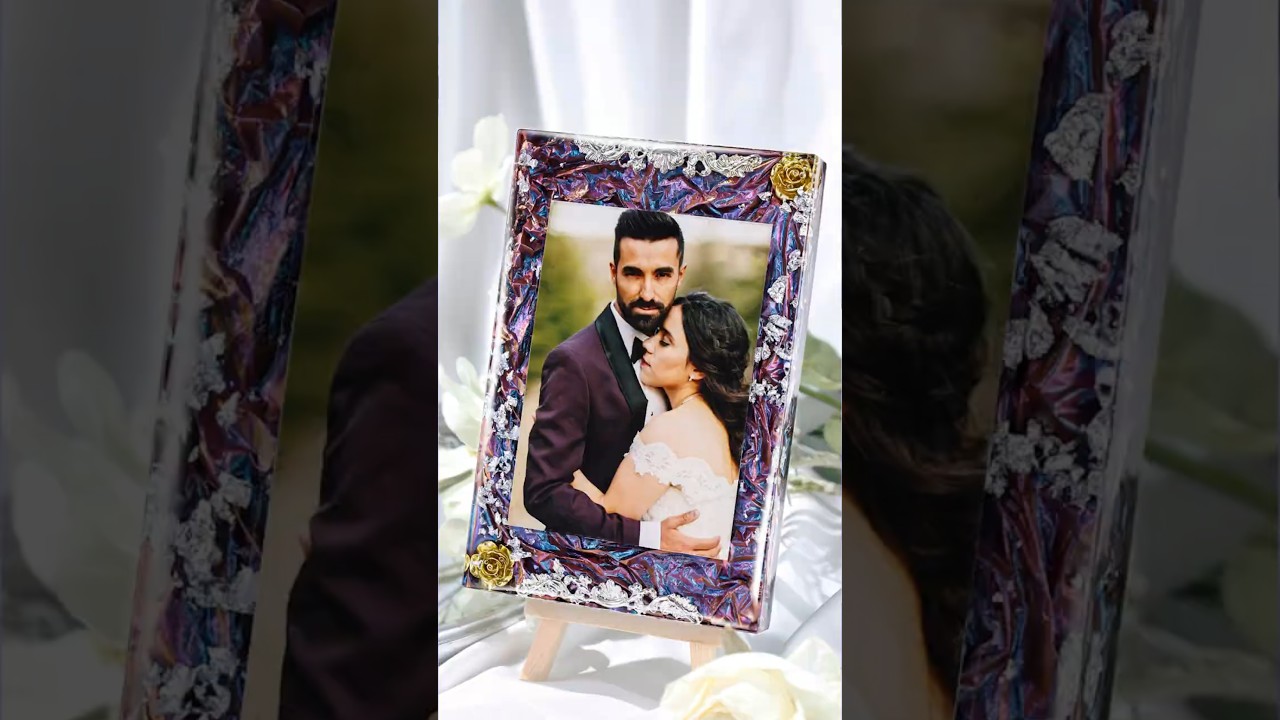 Wedding Resin Photo Frame#HeyClear #weddingphotography  #resinframes  #lovememories #creativedesign