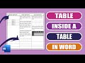 Insert a table into a table in word | Nesting Tables