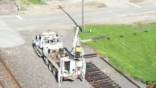 BUILDING A RAILROAD TRACK PANEL ON SITE! Union Pacific Clinton Sub train traffic with drone views!