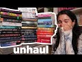 Huge book unhaul  decluttering and reorganizing my bookshelves