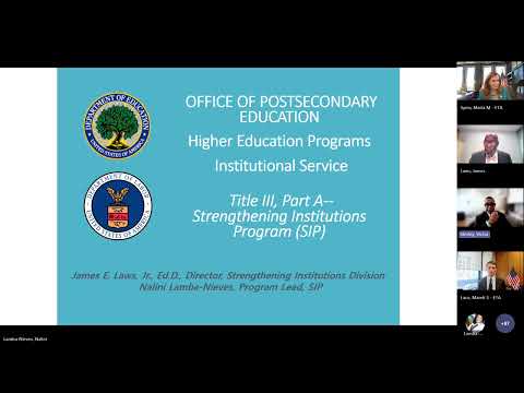 Strengthening Institutions Program (SIP) Technical Assistance Pre-Application Webinar (FY 2026)