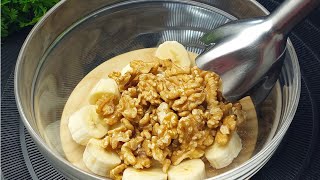 Whip up the banana and walnuts! You will be surprised! Only 2 ingredients! No Sugar! No Flour!