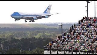 WHAT AN ENTRANCE! President Trump does a flyover DAYTONA 500