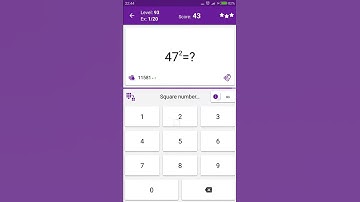 Math Tricks - Training mode - square numbers between 40 and 49 - level 093 (Number Keyboard)
