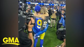 Emotional embrace goes viral after Matthew Stafford and Rams advance to Super Bowl l GMA