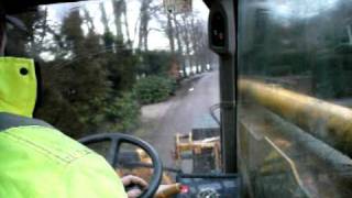JCB telescopic handler hauling blocks.