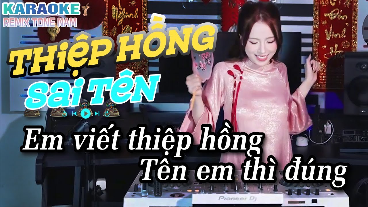 Karaoke Thiệp Hồng Sai Tên Remix - Dj Hyena | Tone Nam ~ Em Viết Thiệp Hồng Tên Em Thì Đúng, Nhưng..