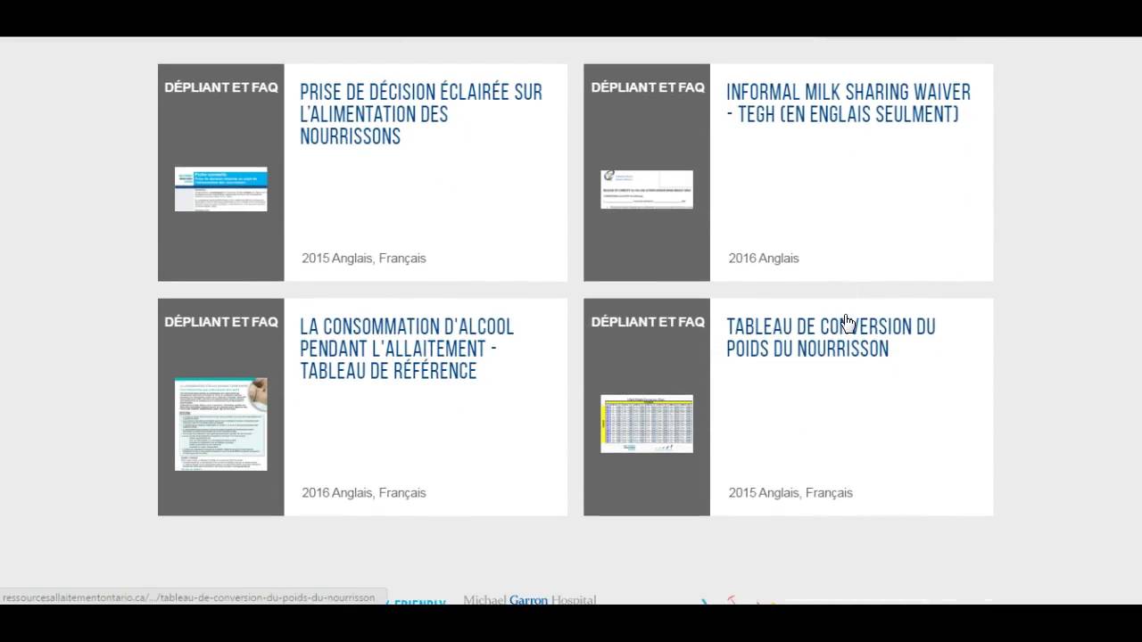 Ressources Allaitement de l'Ontario (BR01-F)