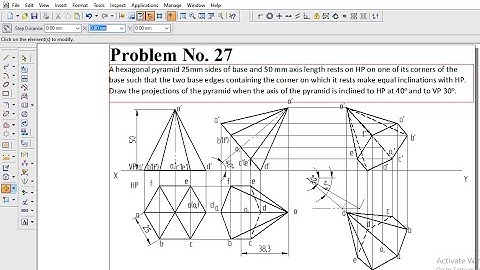 Projection of solids 27th problem Engineering Graphics, projection of solids engineering drawing