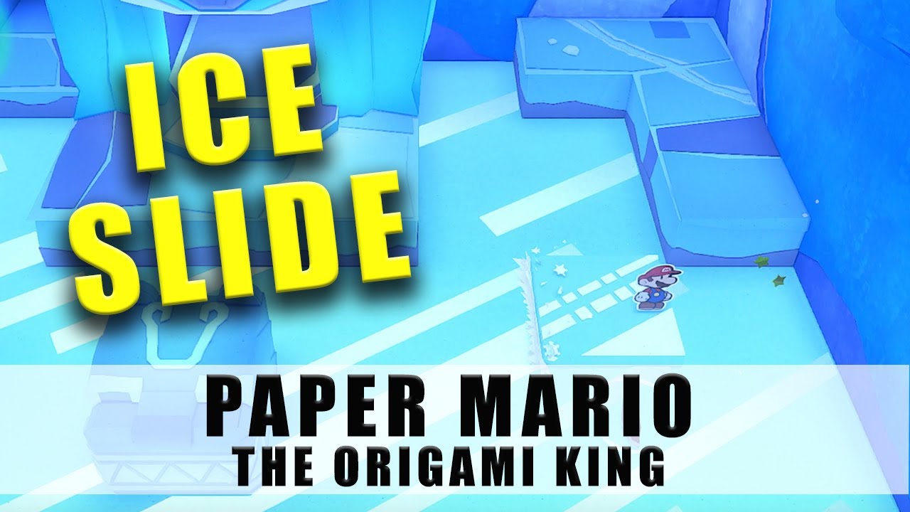 Paper Mario The Origami King ice slide on the floor of the Ice