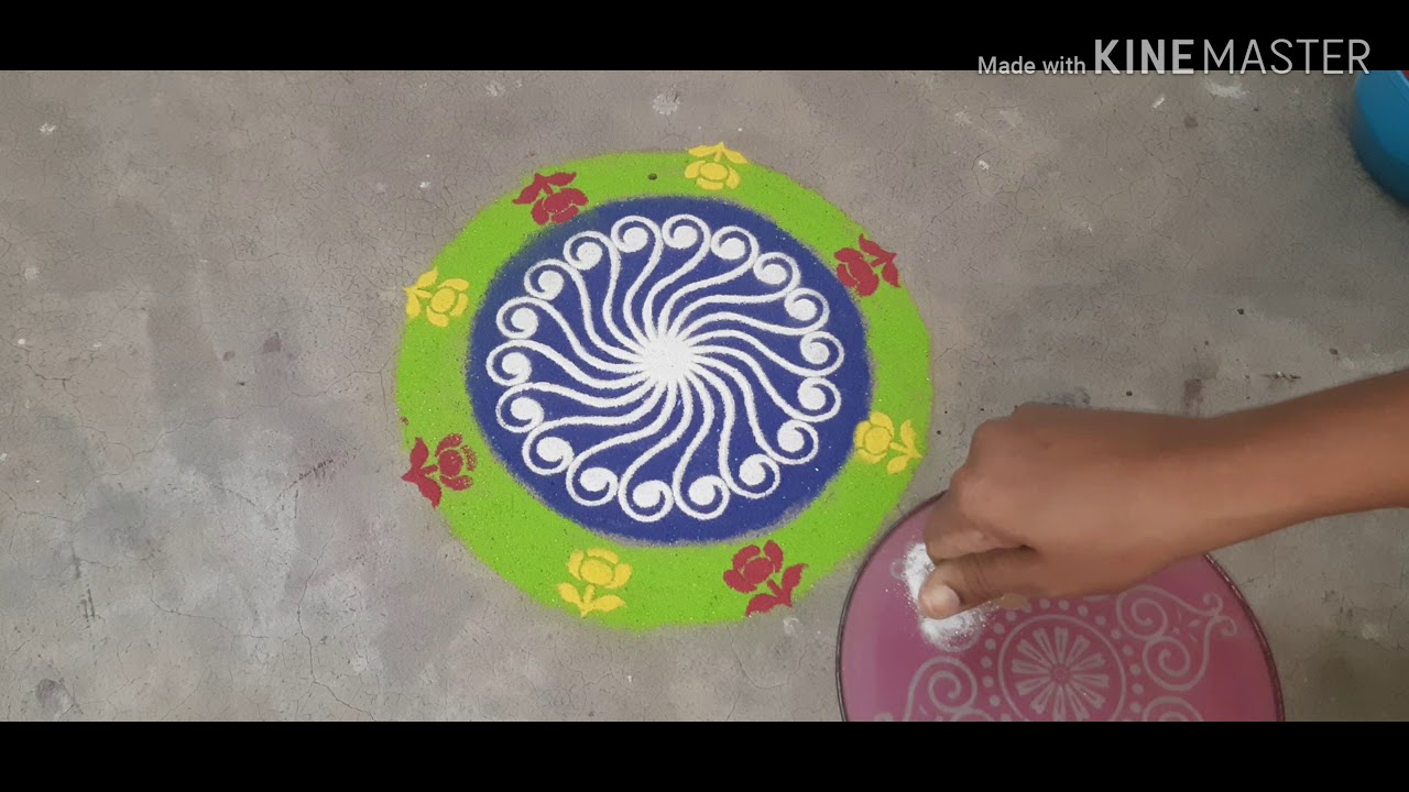 How to make rangoli using stencils YouTube