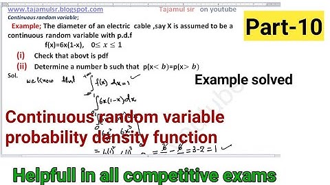 continuous random variable | pdf probability density function | probability  example solved