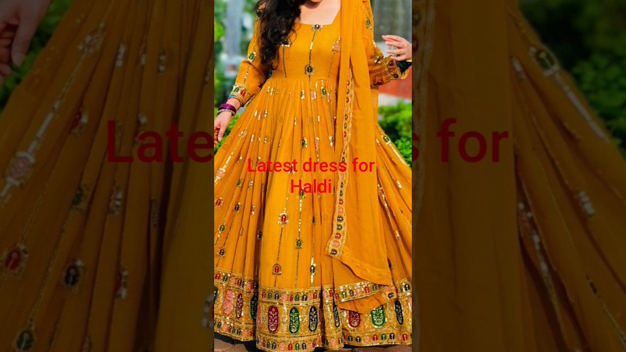Trending yellow colour anarkali dress designs 2025 
