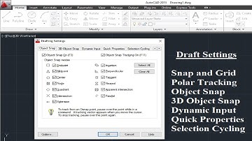 Draft Setting in AutoCAD || Snap & Grid || Polar tracking || object snap || Dynamic input etc..