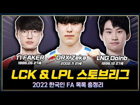 2022 LCK, LPL 스토브리그 한국인 FA 목록 총정리! (롤드컵 이후 계약종료)