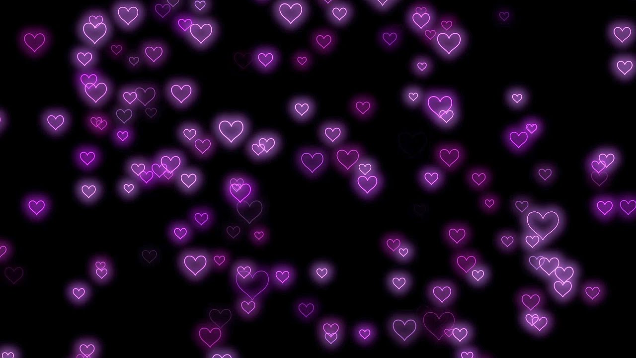 Flying Heart💜Purple Heart Background | Neon Light Love Heart Background ...