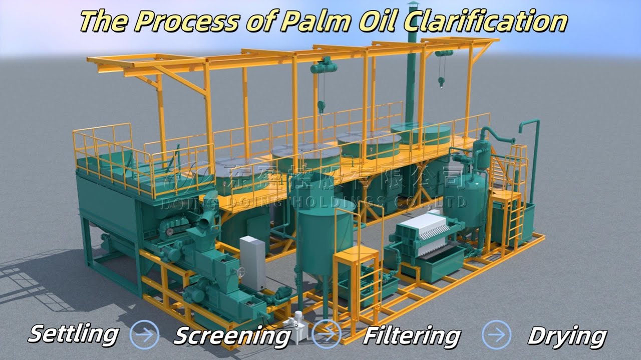 Frame Type Palm Oil Clarification Filtering Drying Process Extraction Equipment Flow 3D Video