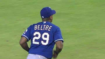 TEX@MIA: Beltre, Arencibia combine to turn two