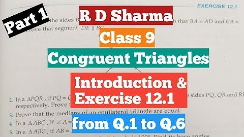 R D Sharma class 9 Ex- 12.1 chapter-12(Congruent Triangles) part-1