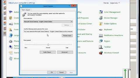 How to change the text to speech options in Microsoft Windows Server 2012