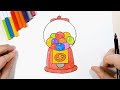 How to Draw and Сolor a GumBall Candy Dispenser Machine