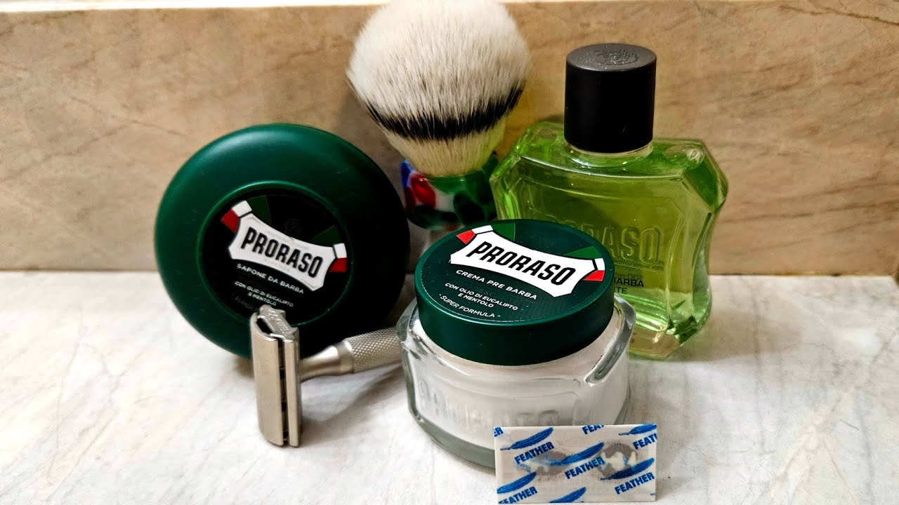 Rockwell 6S DE Safety Razor @ R5. Proraso Green Soap and Splash. Feather Blade.