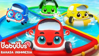 Lima Mobil Kecil Berenang 🌊🫧🚗| Pelajari Warna | Lagu Anak-anak | BabyBus Bahasa Indonesia